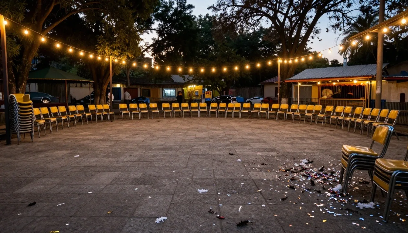Comparsa en carnaval popular argentino al atardecer