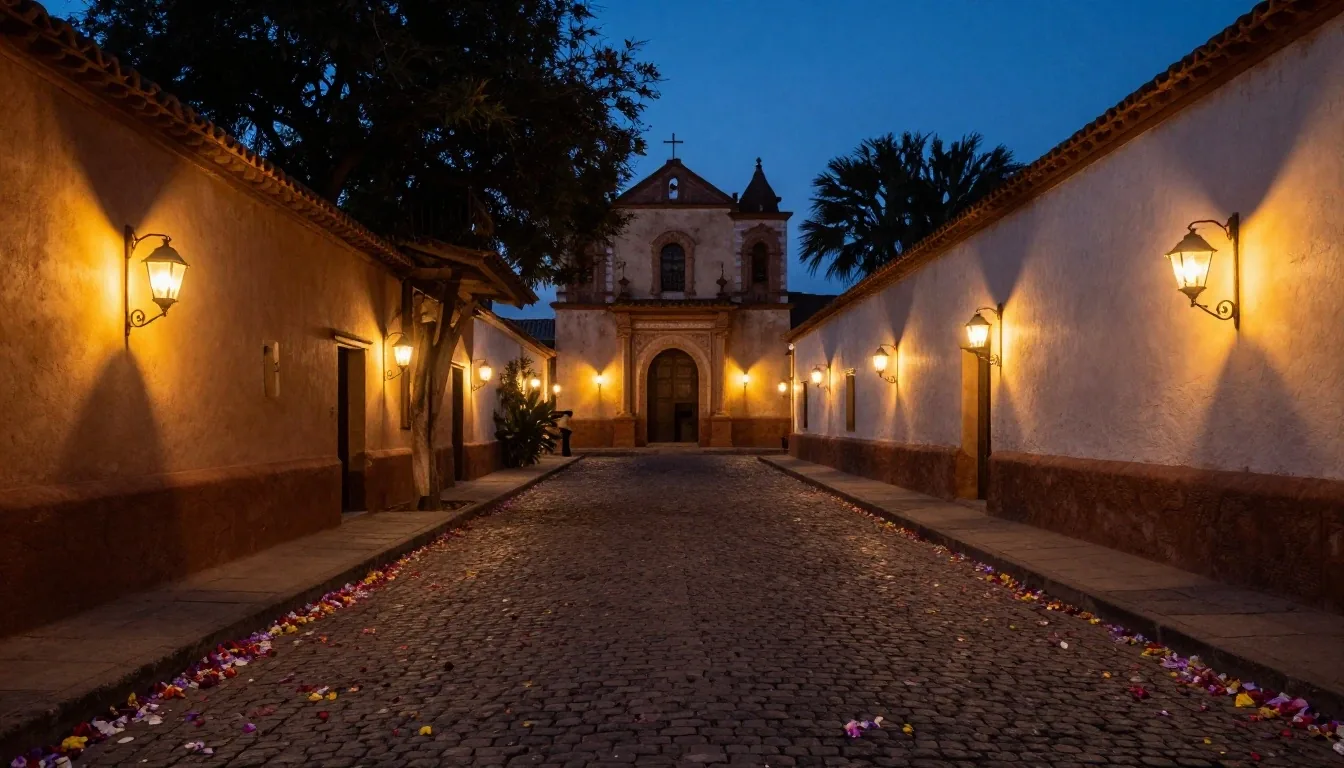Procesión popular en el noroeste argentino al atardecer