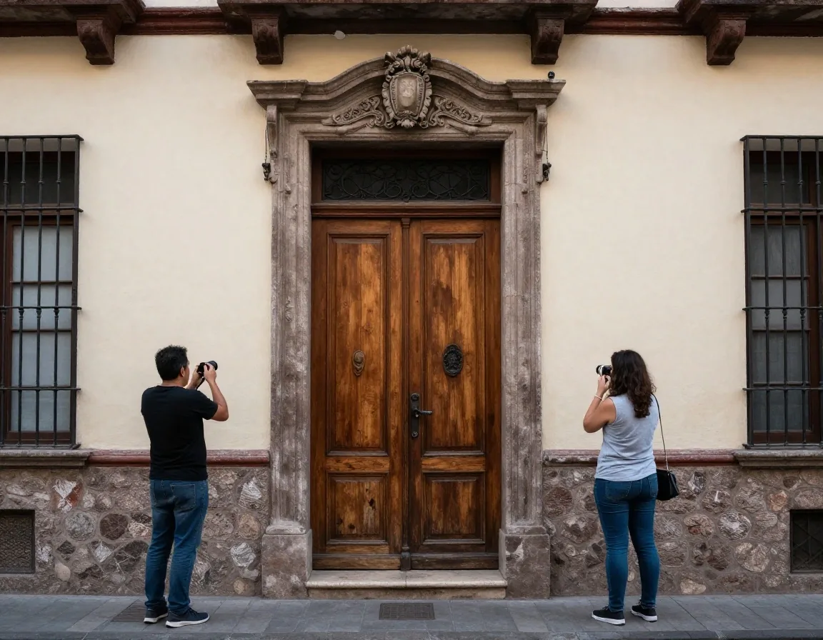 Vecinos registrando puertas antiguas en San Telmo