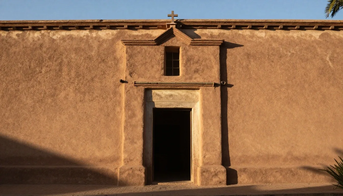 Portal de adobe con luz de tarde en Argentina