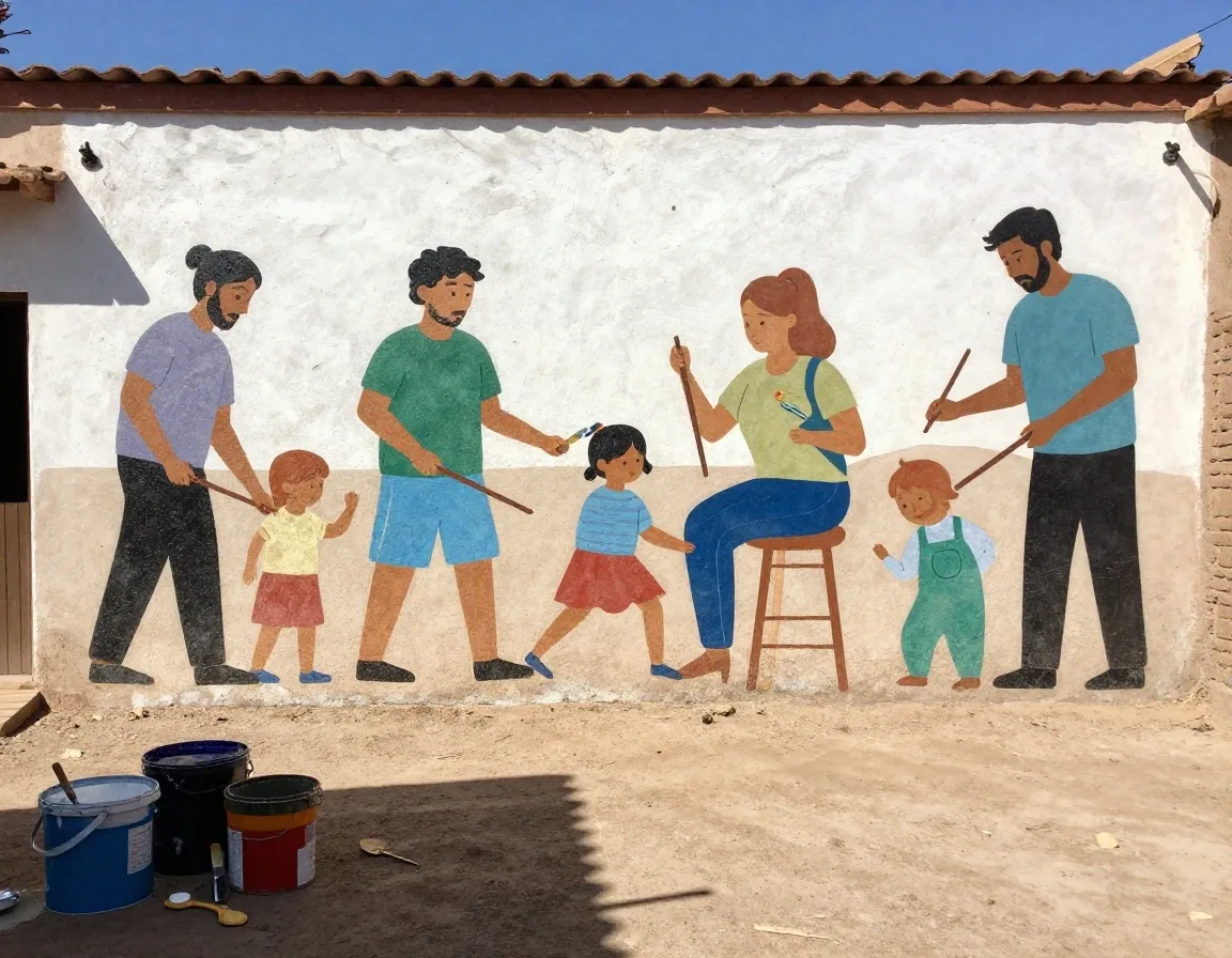 Mural comunitario en Mataderos