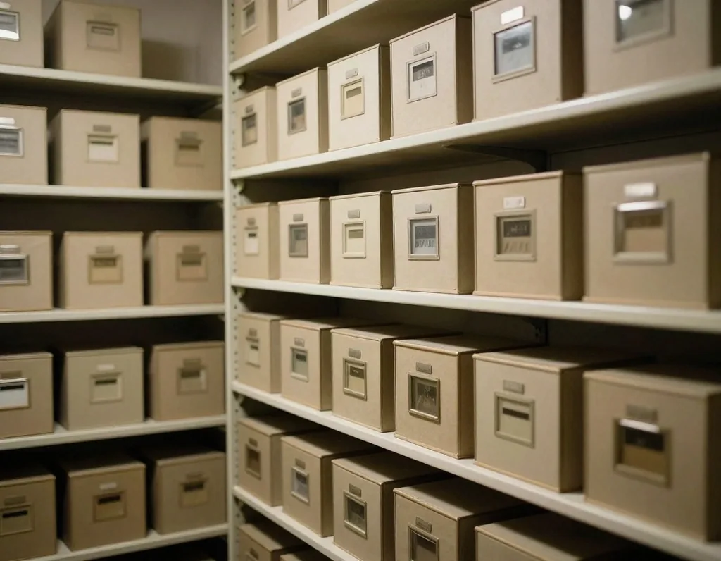 Sala de archivo con negativos de vidrio